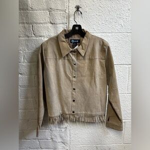 Vintage Kids Meow genes Suede Fringe Leather Jacket